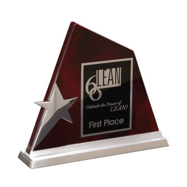 Cassiopeia Rosewood & Silver Star Award, 8.12" x 7"