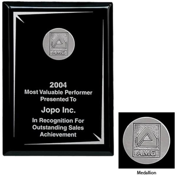 Black Piano-Finish Wood Award Plaque, 8" x 10"