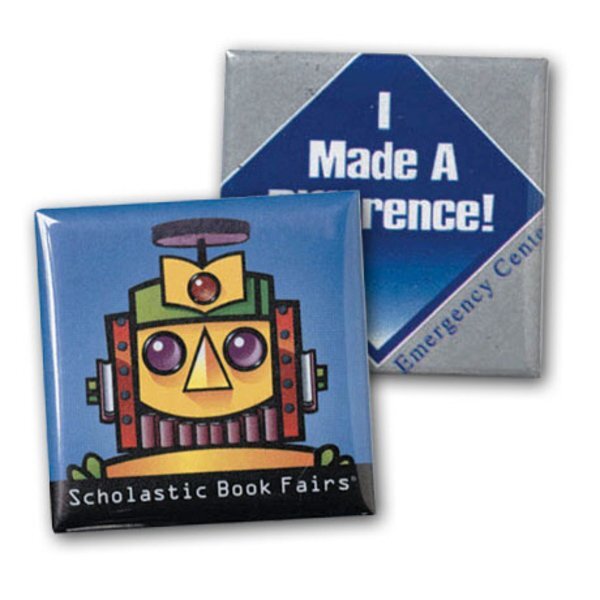 Square Safety Pin Back Button, 2" Custom