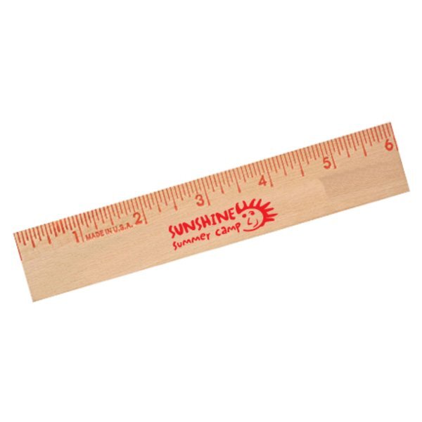 Natural Finish Flat Wood Ruler, 6"