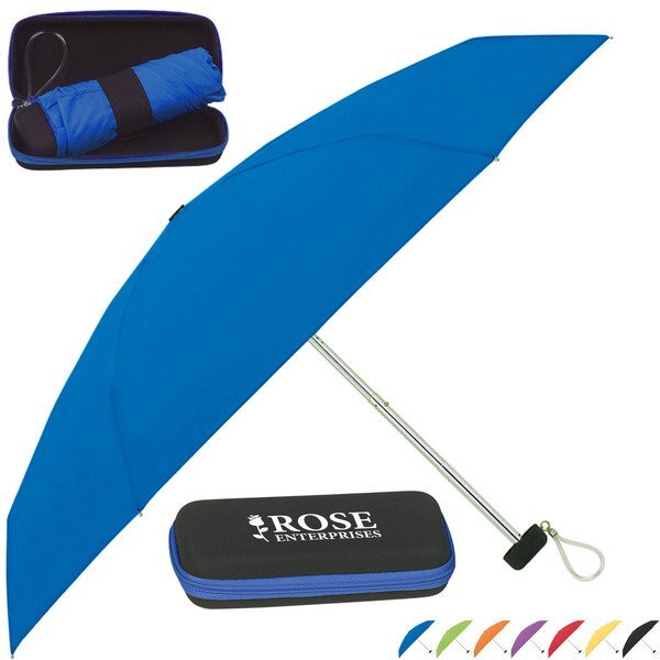 Folding Telescopic Travel Umbrella with Case, 37" Arc