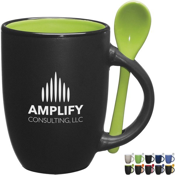 Ceramic Mug & Spoon Set, 12oz.