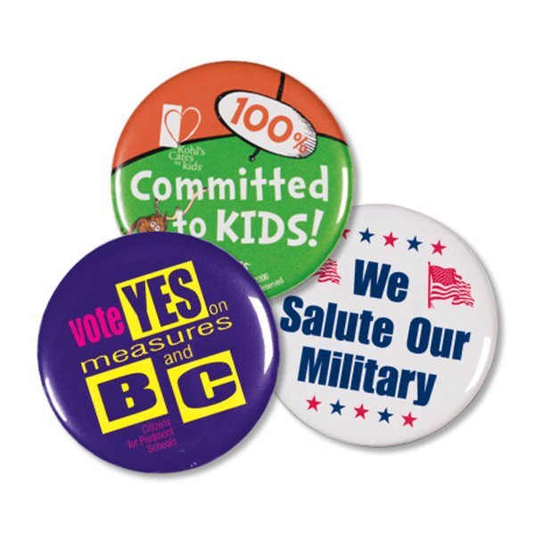 Round Safety Pin Back Button, 2" Custom