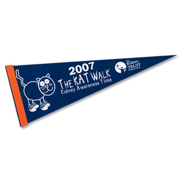 Colored Felt Pennant with 1" Sewn Strip, 9" x 24"