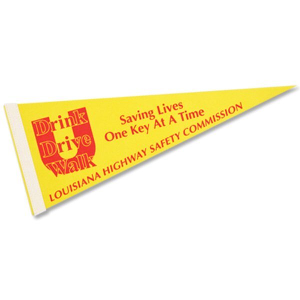 Colored Felt Pennant with 1" Sewn Strip, 12" x 30"