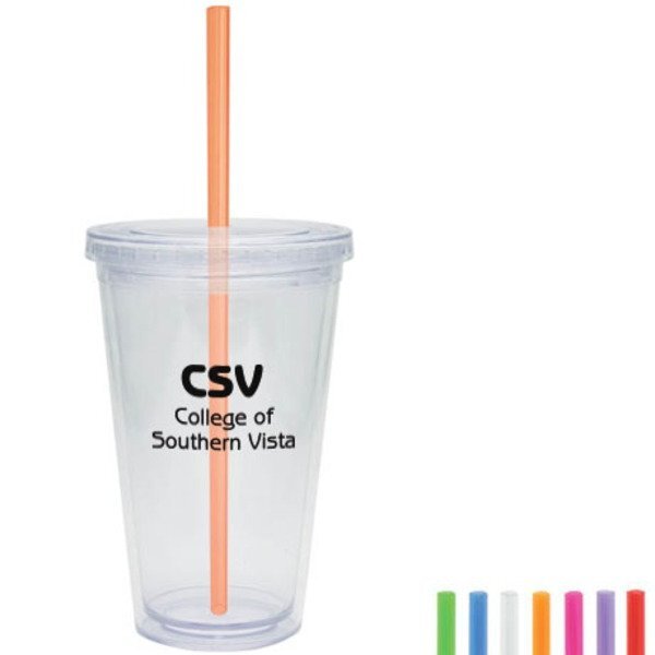 Acrylic Beverage Double Wall Tumbler, 16oz., BPA Free