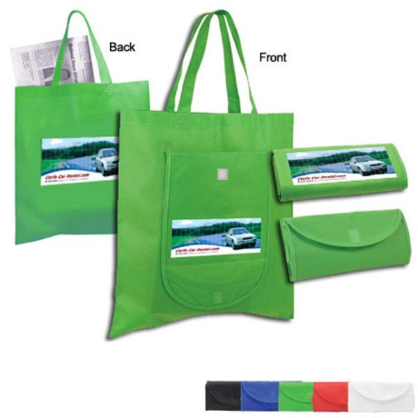 Non-Woven Fold n Go Tote w/ Full Color Imprint