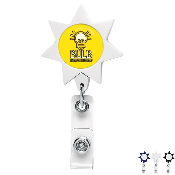 Seven-Point Star Retractable Badge Reel, Alligator Clip