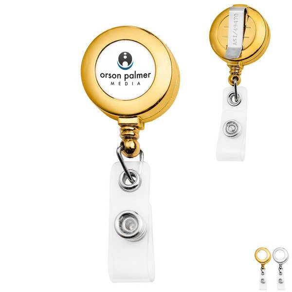 Metallic Finish Round Badgeholder, Slide Clip