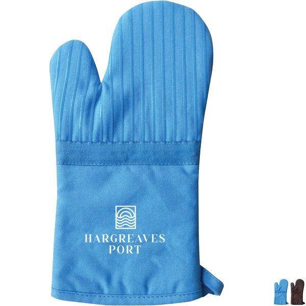 Silicone Striped Cotton Canvas Oven Mitt