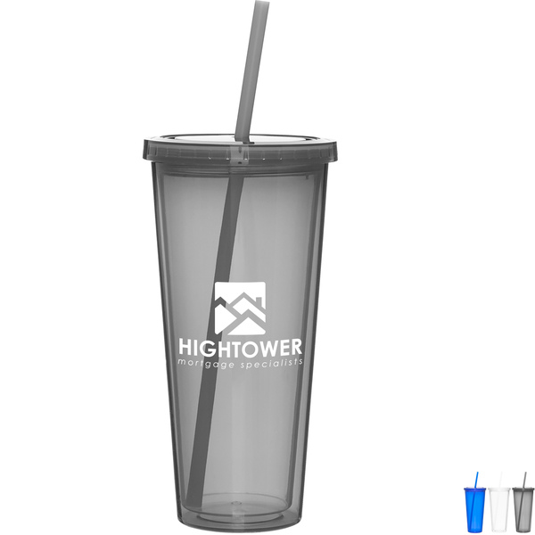Contempo Acrylic Beverage Tumbler with Straw, 20 oz.