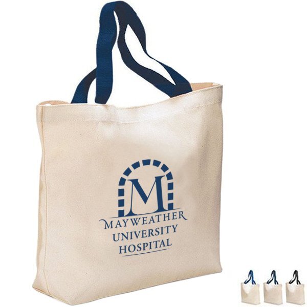 Colored Handle Cotton Canvas Tote