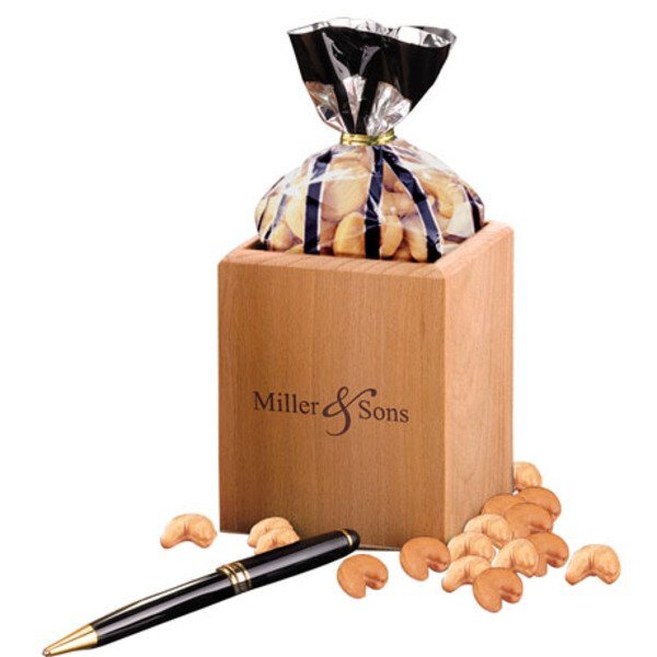 Extra Fancy Jumbo Cashews in Hardwood Pen & Pencil Cup