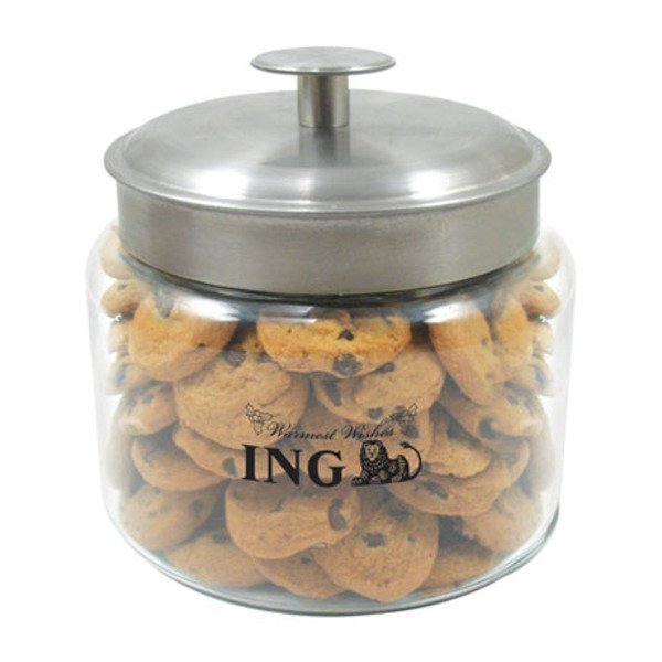 Small Glass Cookie Jar w/ Mini Chocolate Chip Cookies