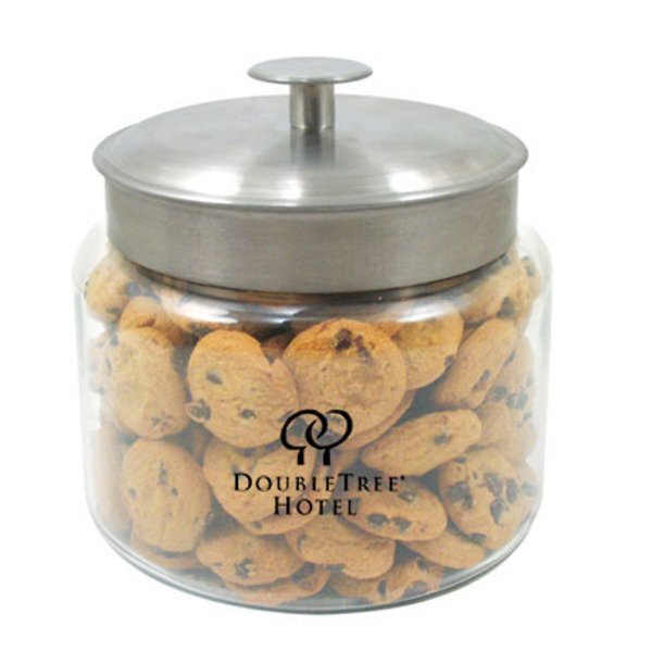Large Glass Cookie Jar w/ Mini Chocolate Chip Cookies