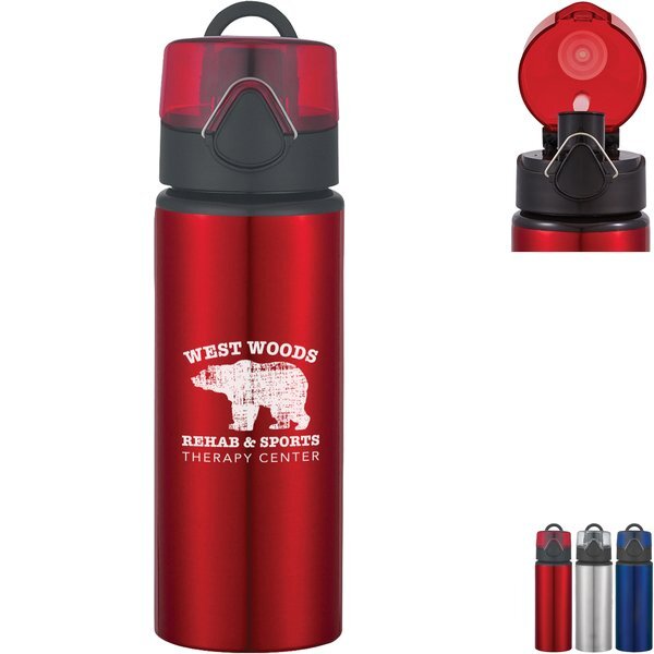 Aluminum Sports Bottle with Pop-Up Lid, 25oz.