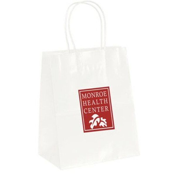 Gloss Finish Paper Shopper, 7-3/4" x 9-3/4", White