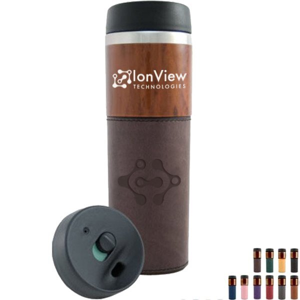 Woodgrain Accent Stainless Steel Tumbler, 14oz.