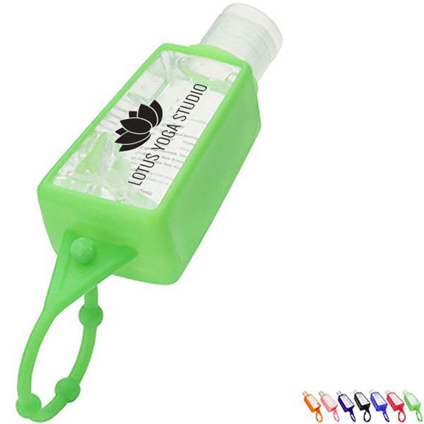 Gel Go Antibacterial Hand Sanitizer w/ Rubber Carrier, 1oz.