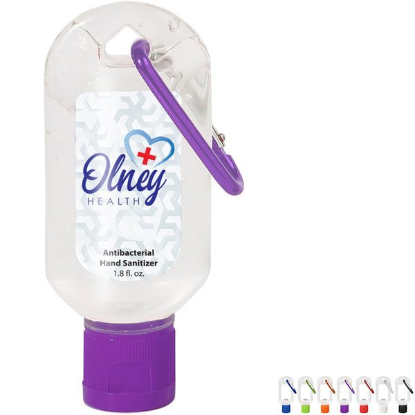 Antibacterial Hand Sanitizer Gel with Carabiner, 1.8oz.