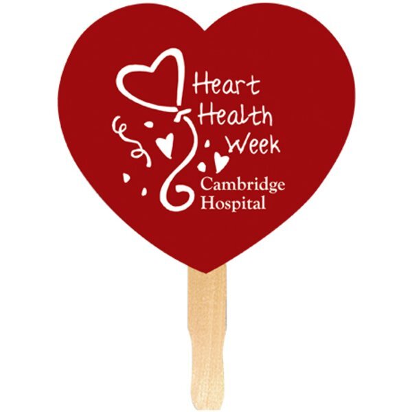 Heart Hand Fan, Full Color Imprint