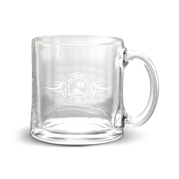Deep Etched Glass Coffee Mug, 13oz.