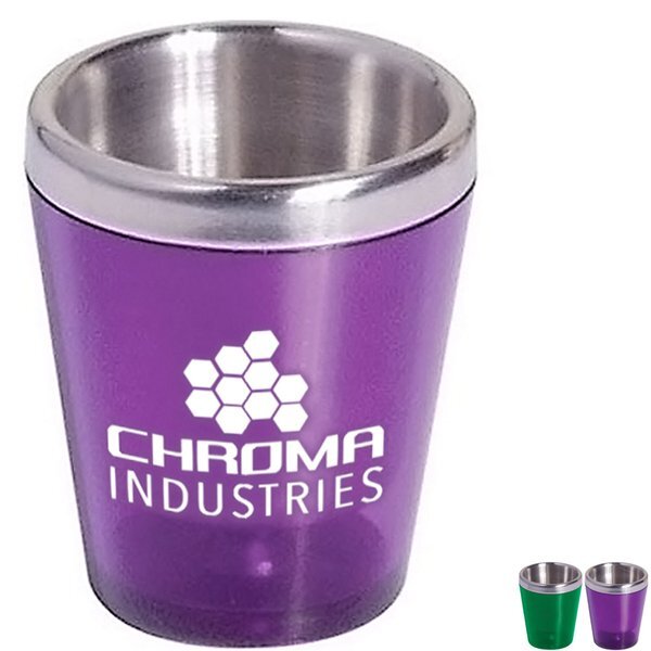 Acrylic/Stainless Steel Shot Glass, 2oz.