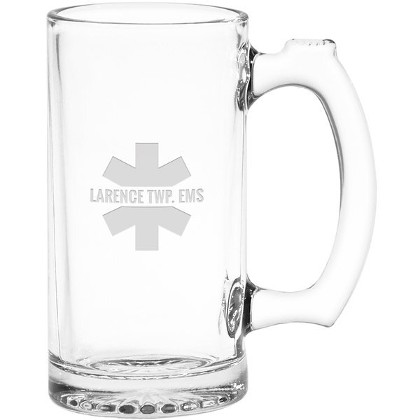 Deep Etched Thumbprint Glass Tankard, 12oz.