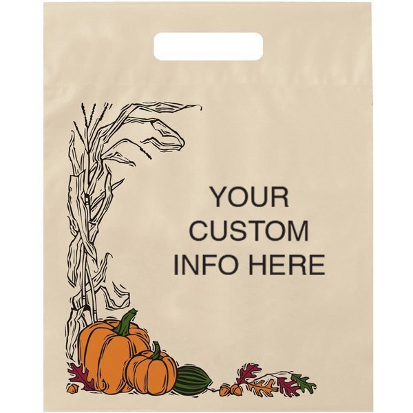 Fall Design Plastic Die Cut Bag, 12" x 15"