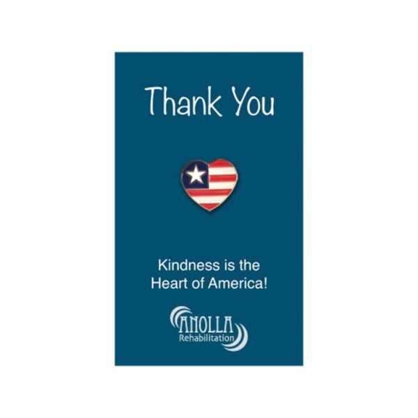 Patriotic Heart Lapel Pin on Custom Card