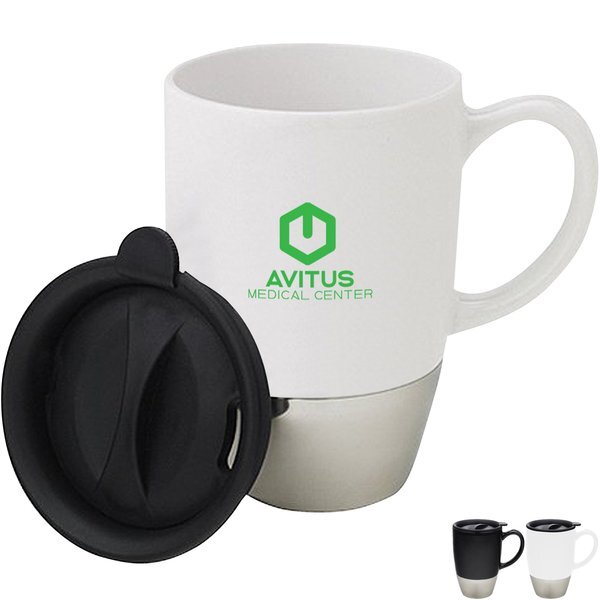 Sagitta Stainless-Bottom Ceramic Mug, 15oz.