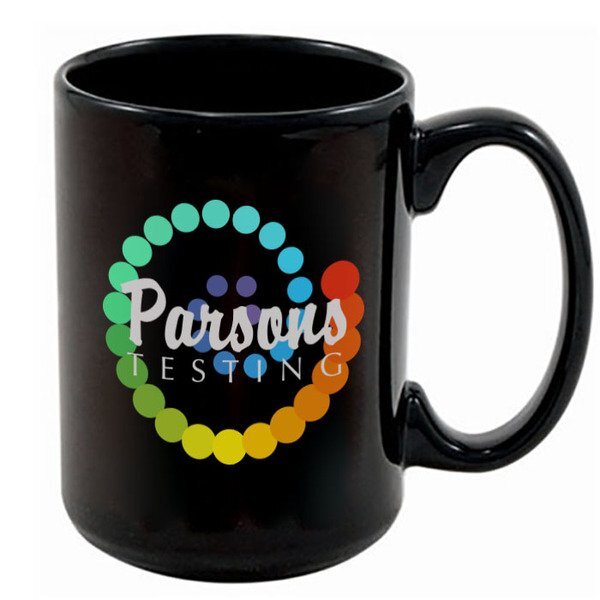Black Stoneware Executive Mug, 11oz. w/ Full Color Imprint