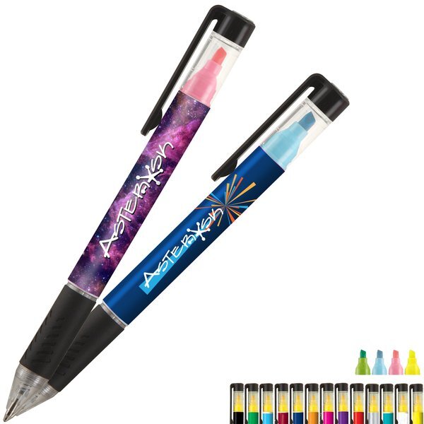 Duplex Rubber Grip Ballpoint Pen & Highlighter