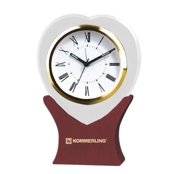 Heart-on-Wood Desk Clock