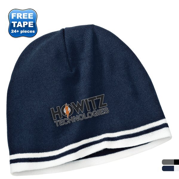 Port & Company® Fine Knit Skull Cap with Stripes