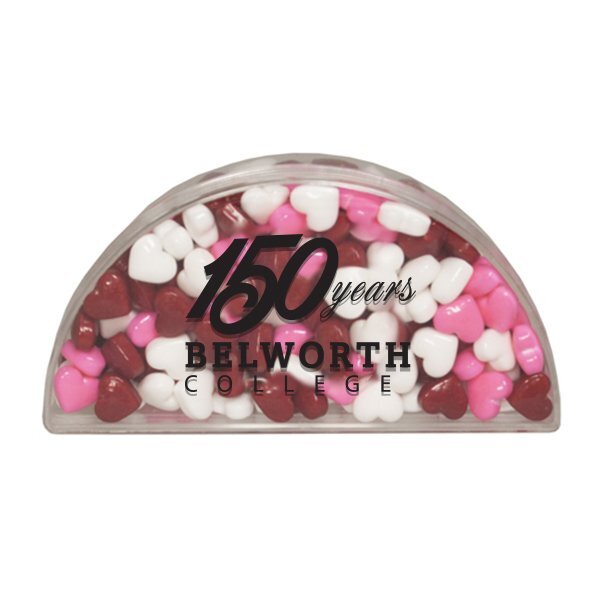 Clear Half Moon Container w/ Candy Hearts