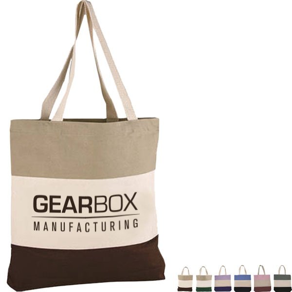 Triple Band Cotton Canvas Tote