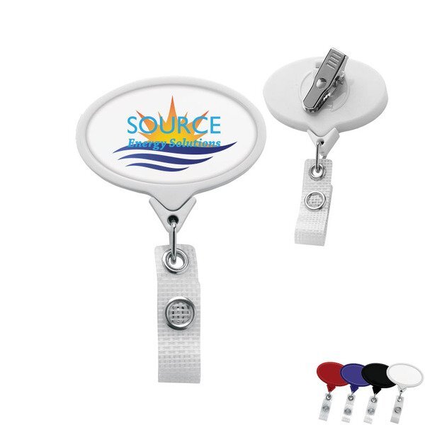 Antimicrobial Jumbo Oval Retractable Badgeholder, Alligator Clip