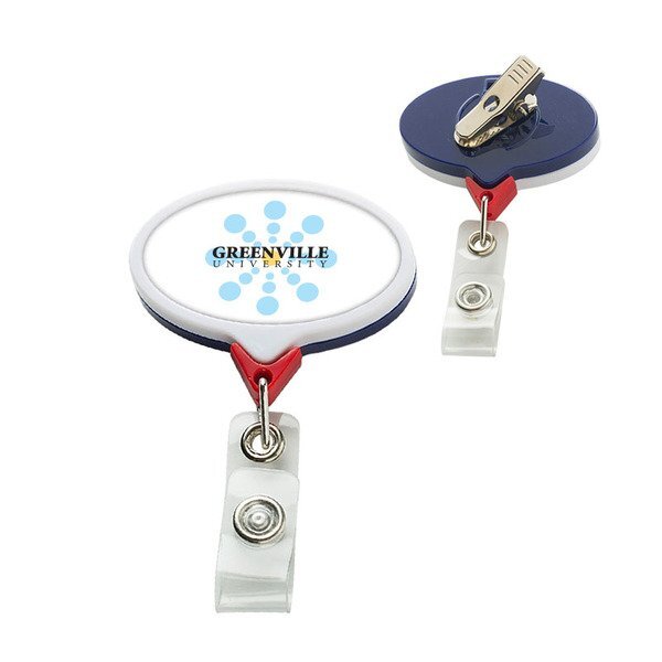 Jumbo Patriot Oval Retractable Badgeholder, Alligator Clip