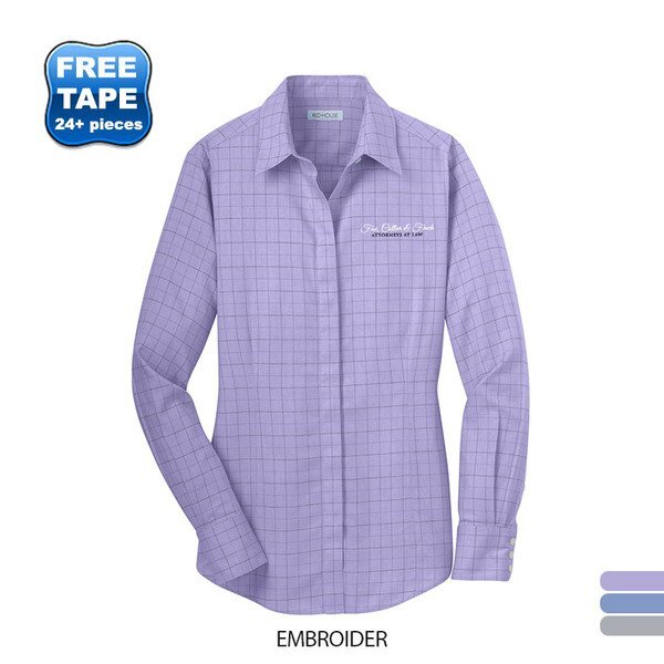 Red House® Windowpane Plaid Non-Iron Cotton Ladies' Shirt