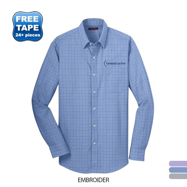 Red House® Windowpane Plaid Non-Iron Cotton Men's Shirt