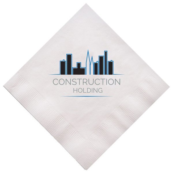 White Beverage Napkin, 3 Ply, Full Color