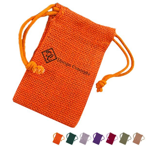 Natural Jute Drawstring Pouch, 3" x 5"