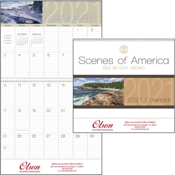 Scenes of America Big Block Memo Calendar