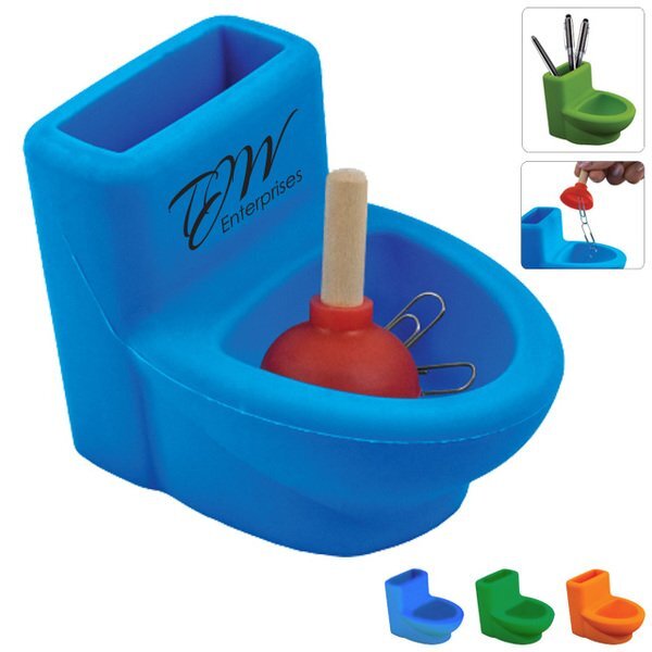 Silicone Toilet w/ Plunger Desk Set