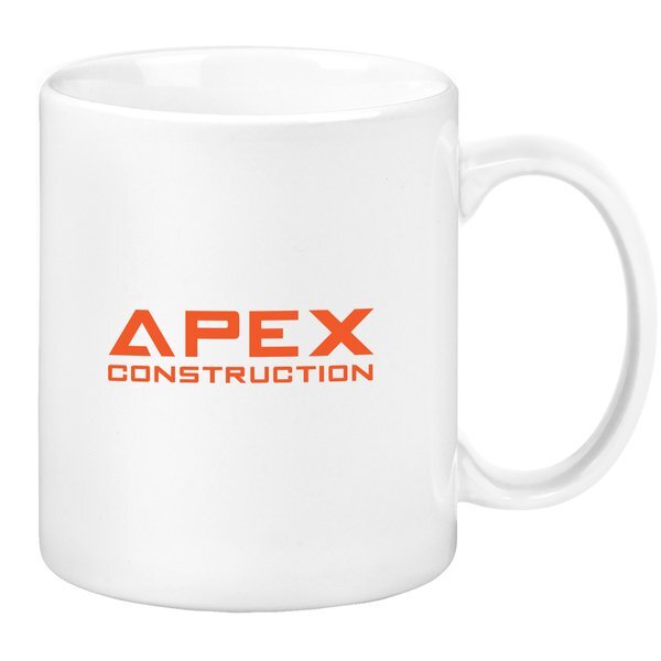 Classic C-Shaped Handle Ceramic Mug, 11oz. - White