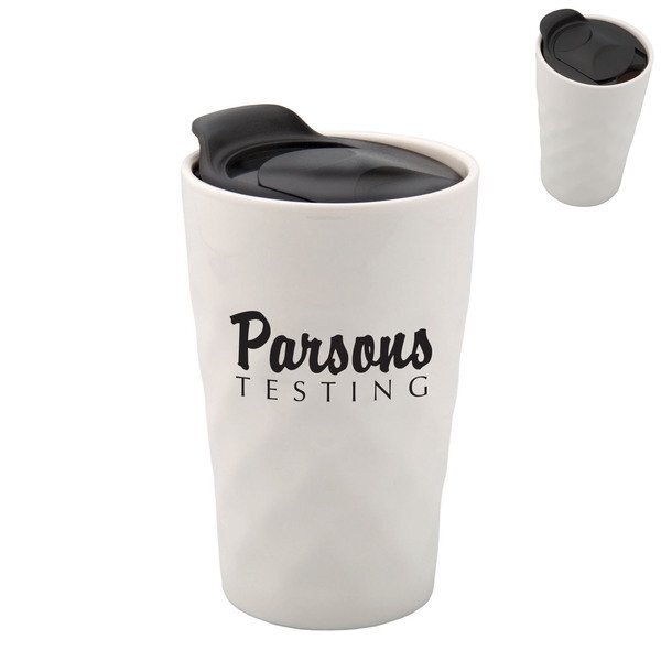 Golf Ball Dimpled Ceramic Travel Mug, 10oz.