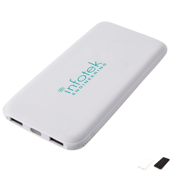 Rubberized Dual USB Power Bank w/ Bright LED Light, 10000mAh