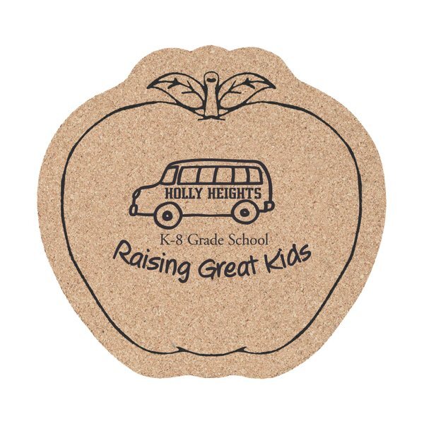 Apple Cork Coaster, 4"