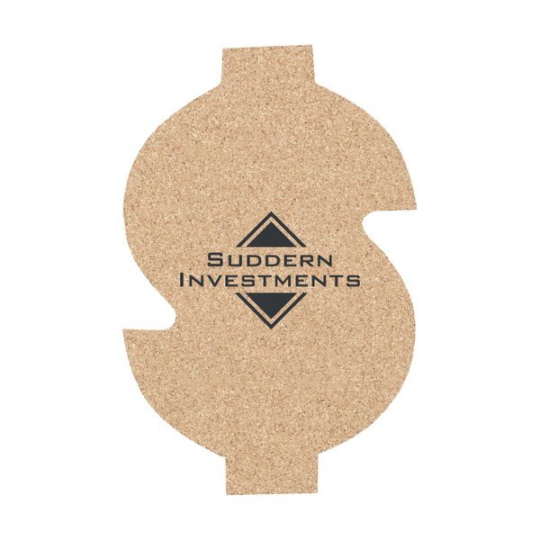 Dollar Sign Cork Coaster, 6"